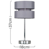 Pinto Chrome Touch Table Lamp With Grey Shade - Comet Lighting