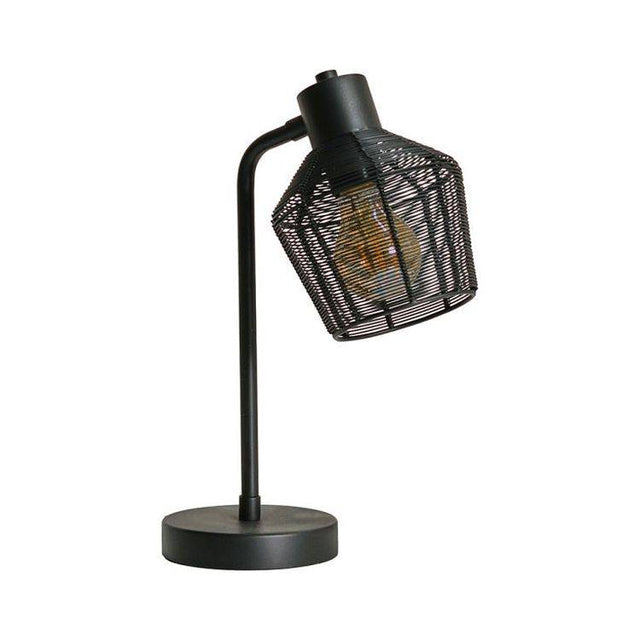 Ranga Industrial Matt Black Table Lamp - Comet Lighting