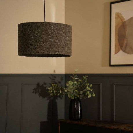 Reni Large Boucle Shade In Charcoal - Comet Lighting