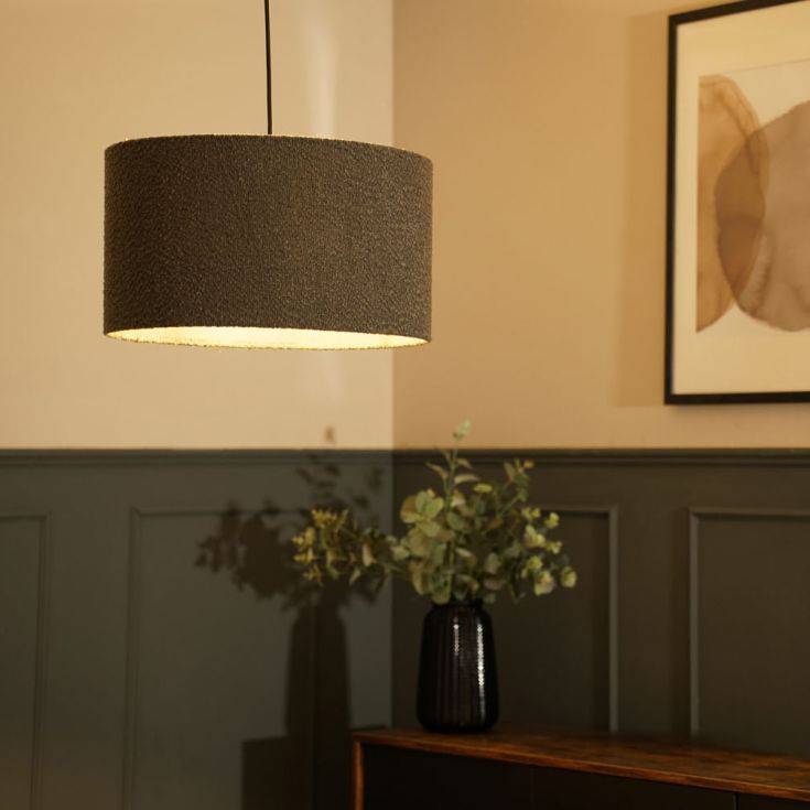 Reni Large Boucle Shade In Charcoal - Comet Lighting