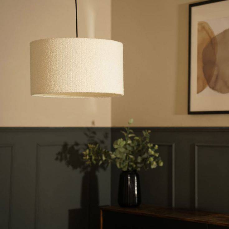 Reni Large Boucle Shade In Cream - Comet Lighting