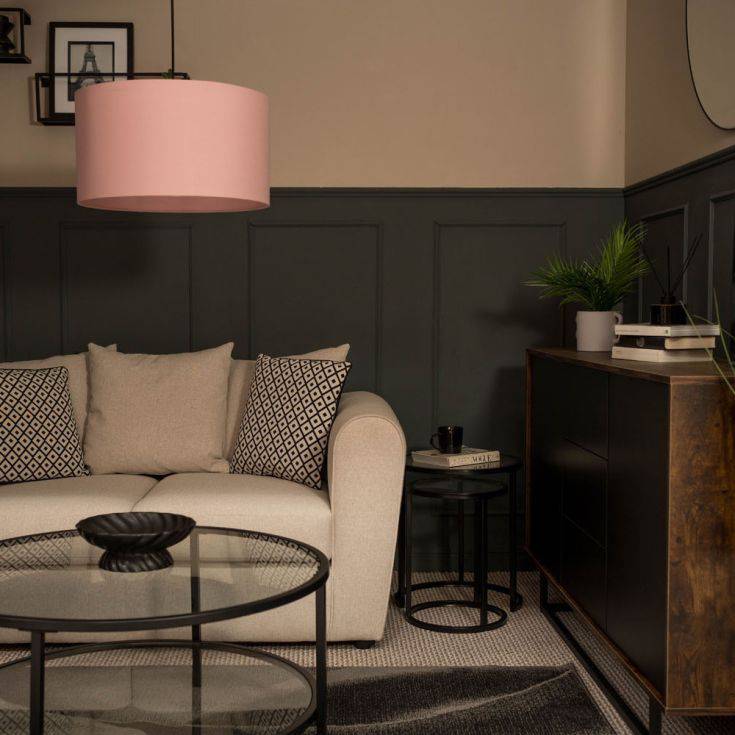 Reni Large Drum Shade In Blush - Comet Lighting