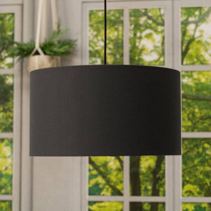 Reni Large Drum Shade In Charcoal - Comet Lighting