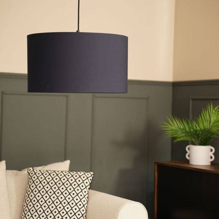 Reni Large Drum Shade In Navy - Comet Lighting