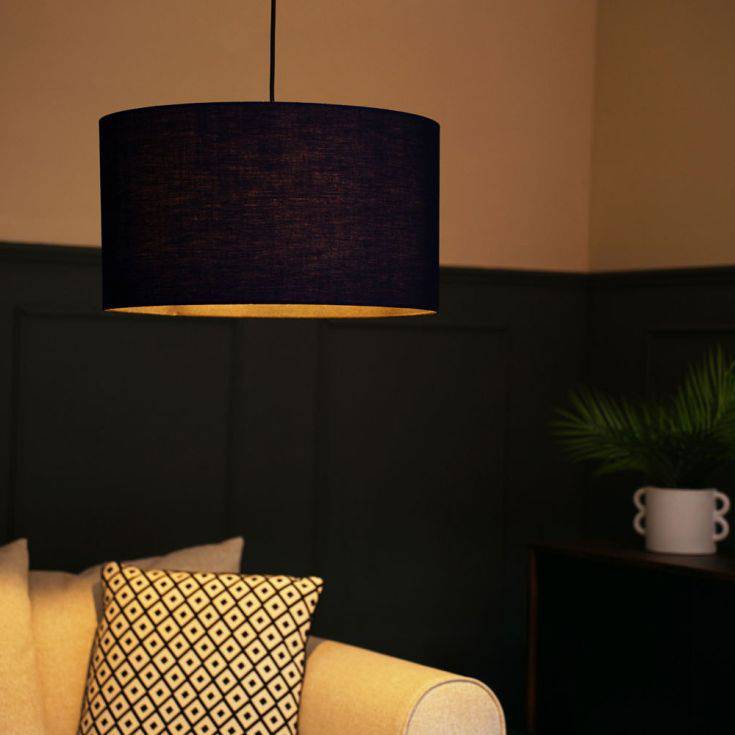 Reni Large Drum Shade In Navy - Comet Lighting