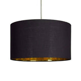 Reni Large NE Pendant Drum Shade Black & Gold Inner - Comet Lighting