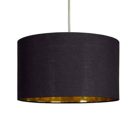 Reni Large NE Pendant Drum Shade Black & Gold Inner - Comet Lighting