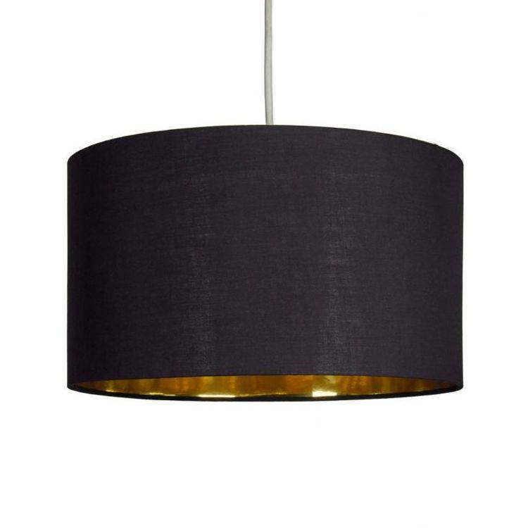 Reni Large NE Pendant Drum Shade Black & Gold Inner - Comet Lighting