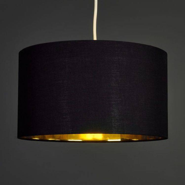 Reni Large NE Pendant Drum Shade Black & Gold Inner - Comet Lighting