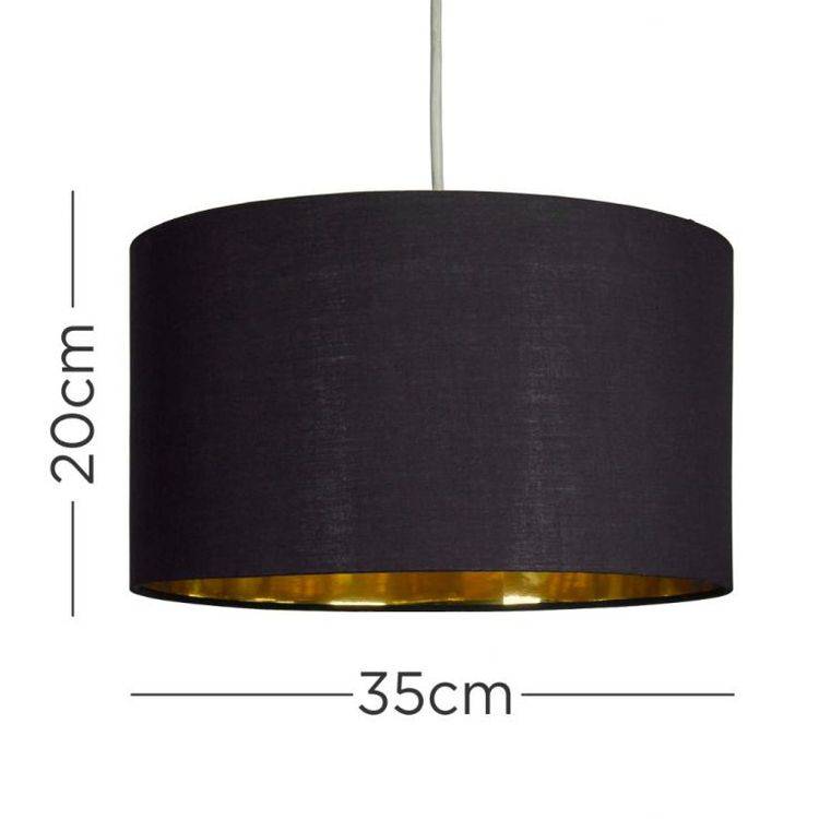 Reni Large NE Pendant Drum Shade Black & Gold Inner - Comet Lighting