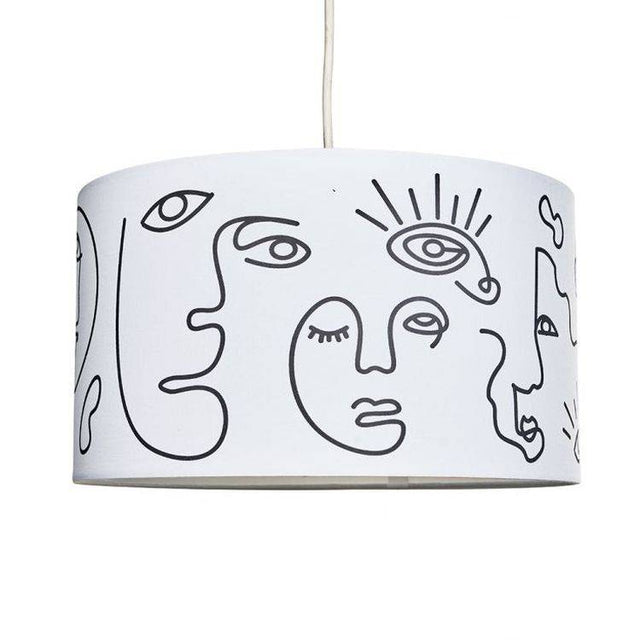 Reni Large Pendant Drum Shade Art Face Design - Comet Lighting