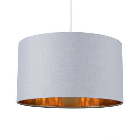 Reni Large Pendant Drum Shade Warm Grey And Gold Inner - Comet Lighting