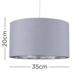 Reni Large Pendant Shade In Grey And Chrome - Comet Lighting