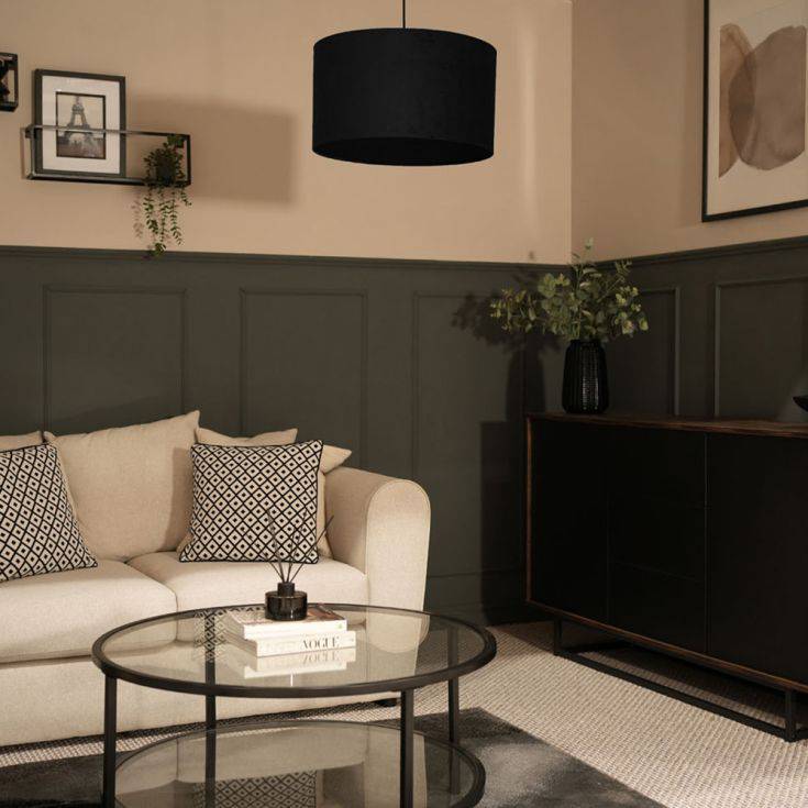 Reni Large Velvet Shade In Black - Comet Lighting