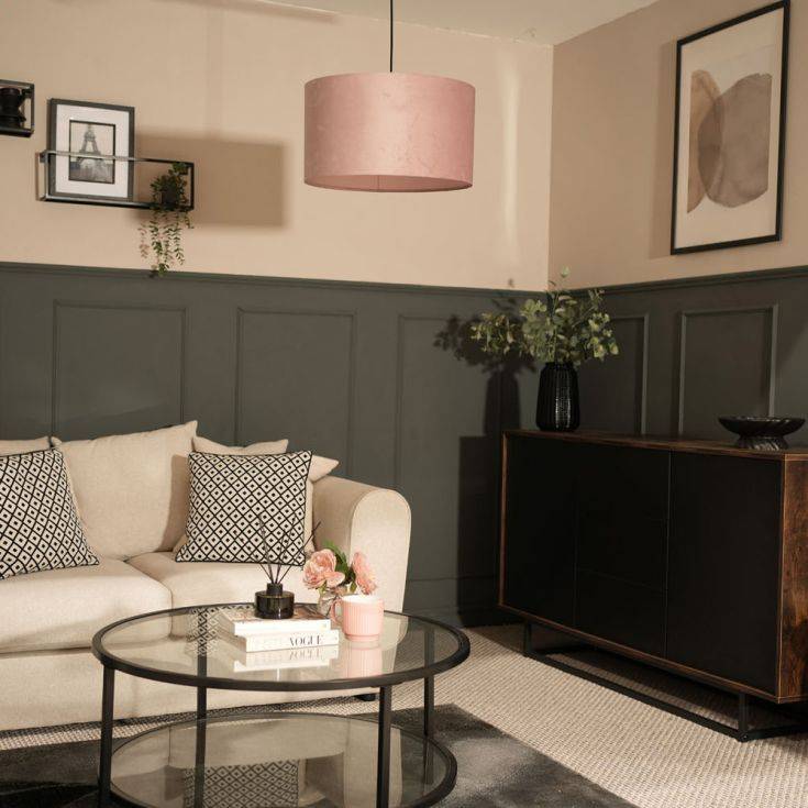 Reni Large Velvet Shade In Blush - Comet Lighting