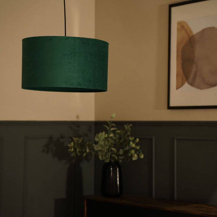 Reni Large Velvet Shade In Forest Green - Comet Lighting