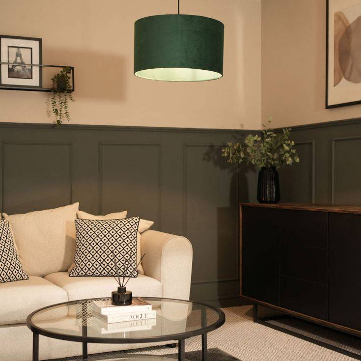 Reni Large Velvet Shade In Forest Green - Comet Lighting