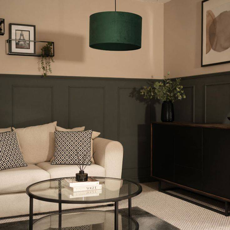 Reni Large Velvet Shade In Forest Green - Comet Lighting