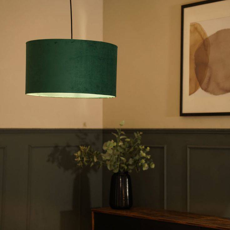 Reni Large Velvet Shade In Forest Green - Comet Lighting