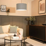 Reni Large Velvet Shade In Grey - Comet Lighting