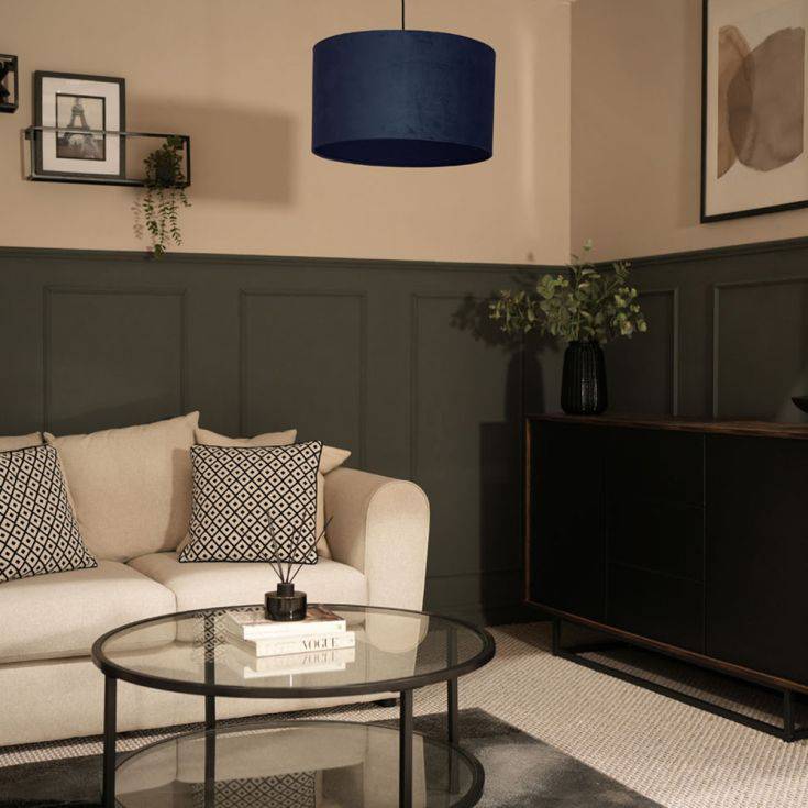 Reni Large Velvet Shade In Navy - Comet Lighting