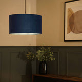 Reni Large Velvet Shade In Navy - Comet Lighting