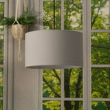 Reni Medium Drum Shade In Grey - Comet Lighting