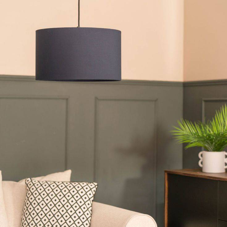 Reni Medium Drum Shade In Navy - Comet Lighting