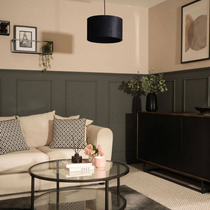 Reni Medium Velvet Shade In Black - Comet Lighting