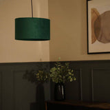 Reni Medium Velvet Shade In Forest Green - Comet Lighting