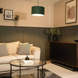 Reni Medium Velvet Shade In Forest Green - Comet Lighting