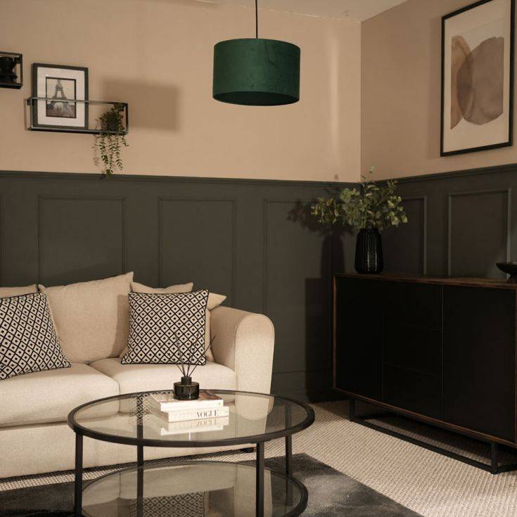 Reni Medium Velvet Shade In Forest Green - Comet Lighting