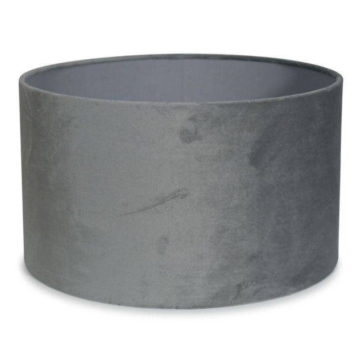 Reni Medium Velvet Shade In Grey - Comet Lighting