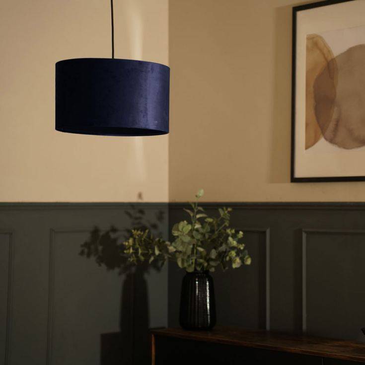 Reni Medium Velvet Shade In Navy - Comet Lighting