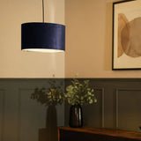 Reni Medium Velvet Shade In Navy - Comet Lighting