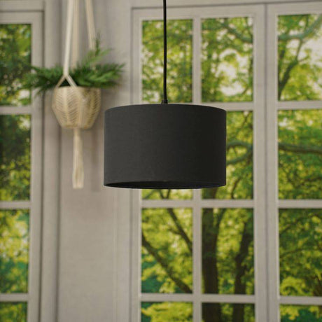 Reni Small Drum Shade In Black - Comet Lighting