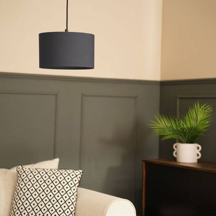 Reni Small Drum Shade In Charcoal - Comet Lighting