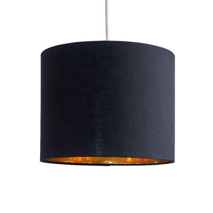 Reni Small NE Pendant Drum Shade Black & Gold Inner - Comet Lighting