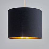 Reni Small NE Pendant Drum Shade Black & Gold Inner - Comet Lighting