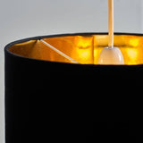 Reni Small NE Pendant Drum Shade Black & Gold Inner - Comet Lighting