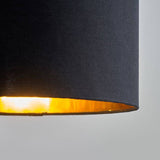 Reni Small NE Pendant Drum Shade Black & Gold Inner - Comet Lighting