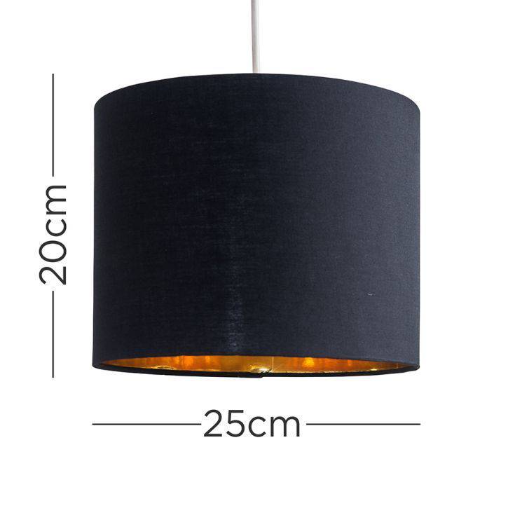 Reni Small NE Pendant Drum Shade Black & Gold Inner - Comet Lighting