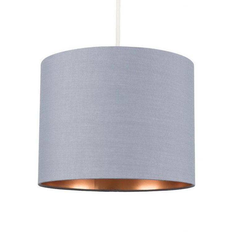 Reni Small NE Pendant Drum Shade Grey & Copper Inner - Comet Lighting