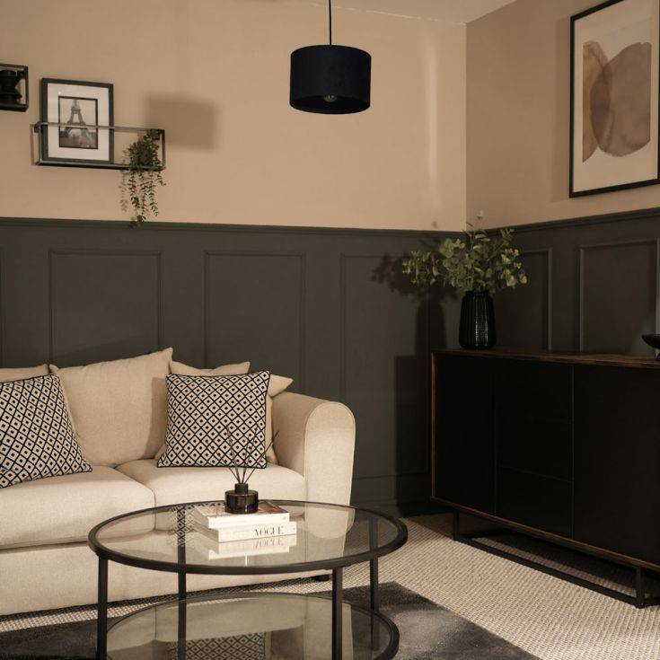 Reni Small Velvet Shade In Black - Comet Lighting