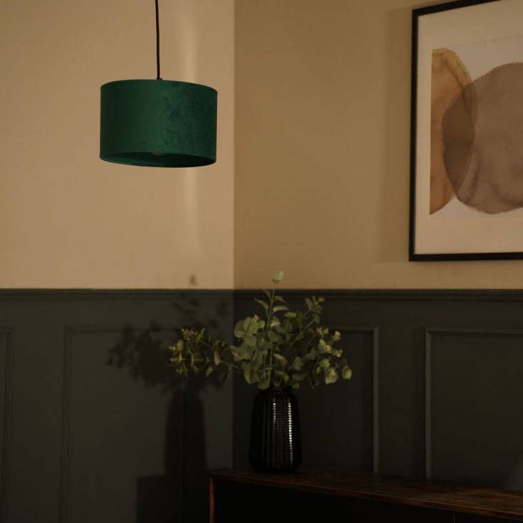 Reni Small Velvet Shade In Forest Green - Comet Lighting