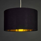 Reni XL NE Pendant Drum Shade Black & Gold Inner - Comet Lighting