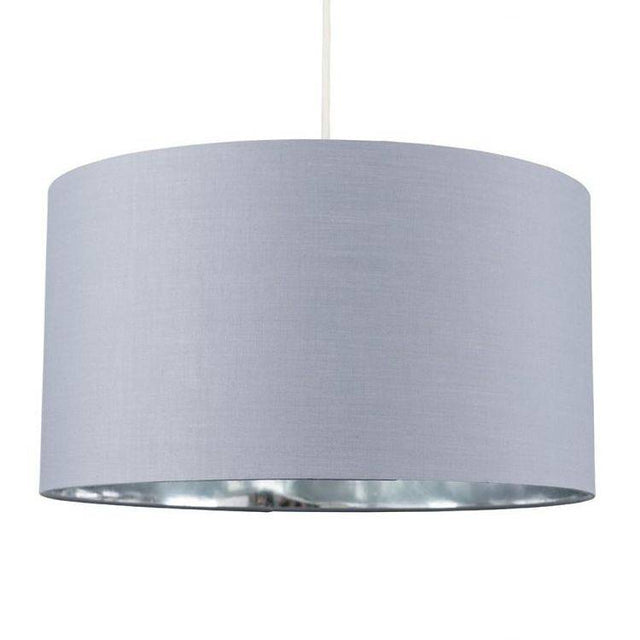 Reni XL NE Pendant Drum Shade Grey & Chrome Inner - Comet Lighting