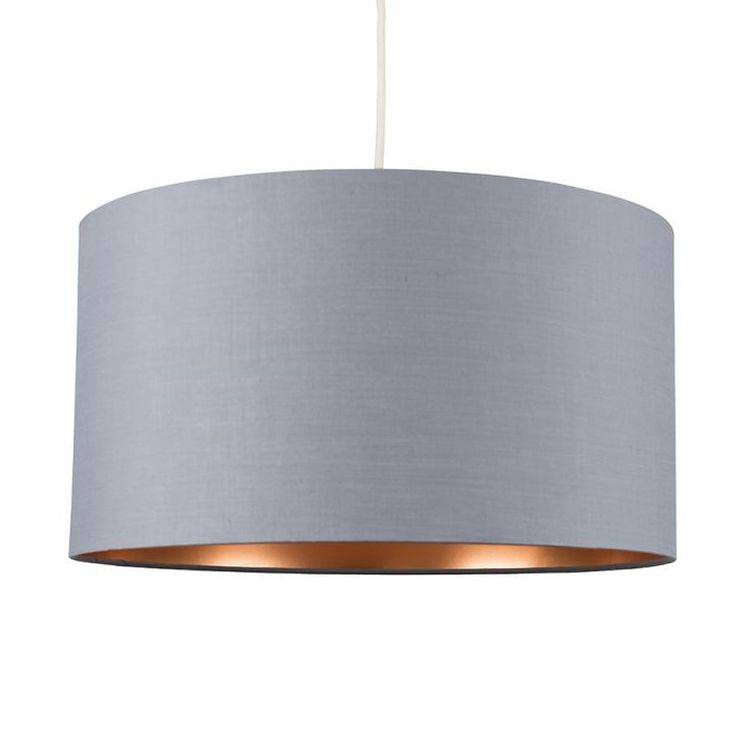 Reni XL NE Pendant Drum Shade Grey & Copper Inner - Comet Lighting