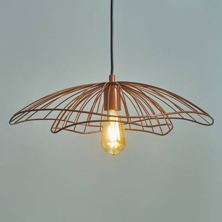 Rhea Copper Ceiling Light With Copper Wire Shade - Comet Lighting