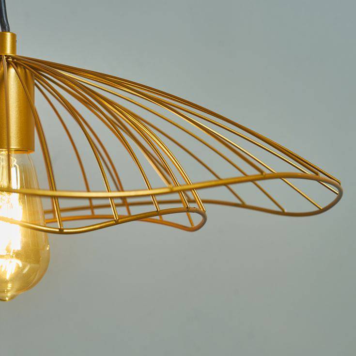 Rhea Gold Ceiling Light With Gold Wire Shade - Comet Lighting